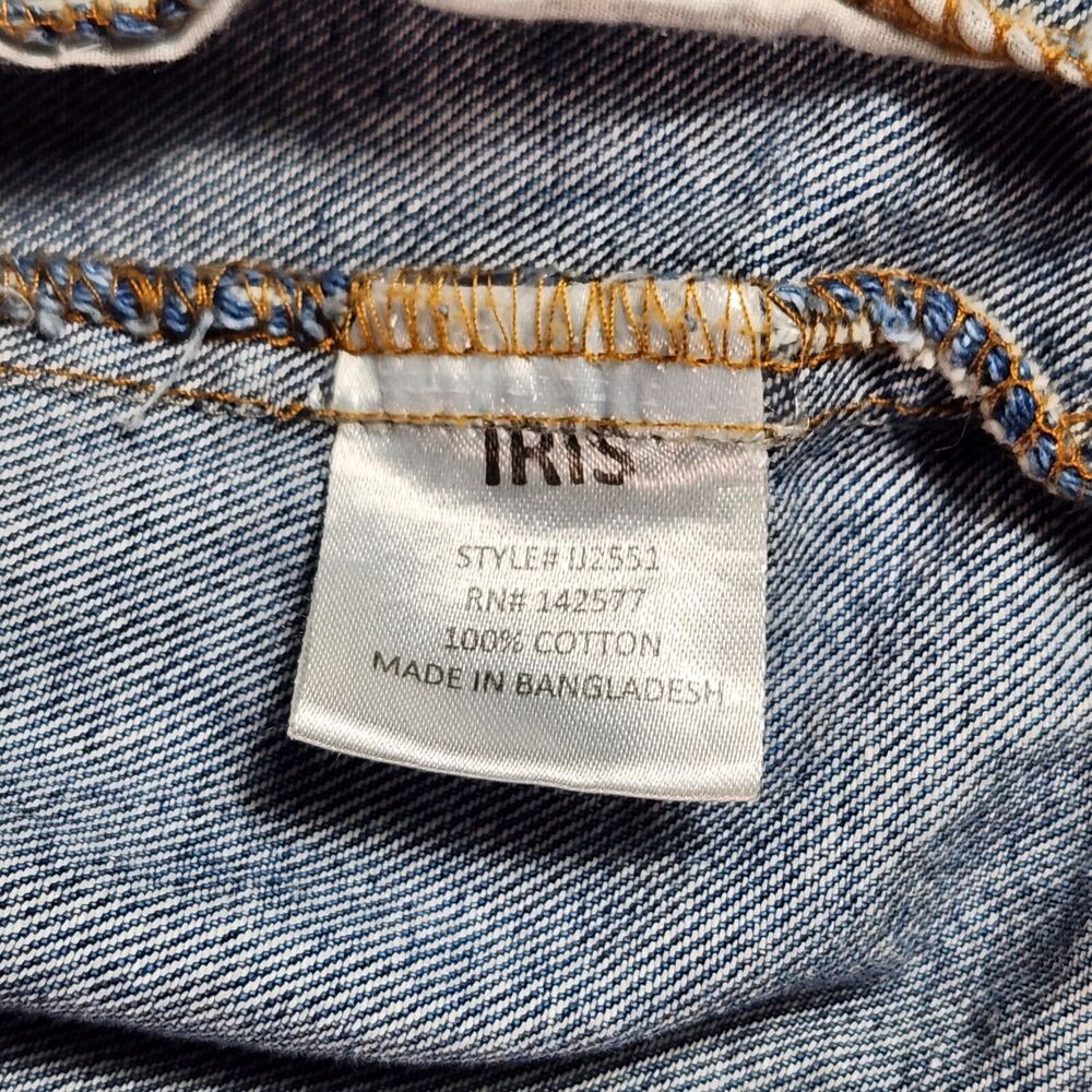 Iris Denim Jacket Distressed Button Down Womens S… - image 8